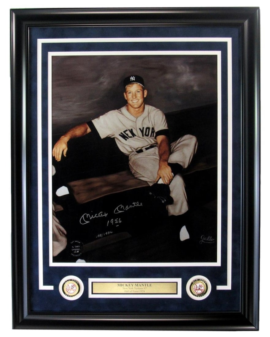 Mickey Mantle Original Beckett Framed Photo 16x20 HOF Yankees Signed Gallo (1 of 6)