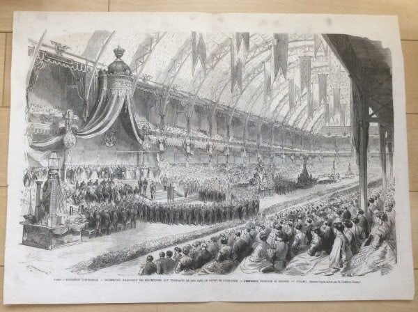 Paris Exposition Wood Engraving Ceremony Prize Grand Napoleon III: Paris Exposition Wood Engraving Ceremony Prize Grand Napoleon III Item Specifics: Unit Of Sale: Single Piece Artist: Le Monde Illustre (Paris) Size: Large Signed: No Material: Paper Original/Licensed 