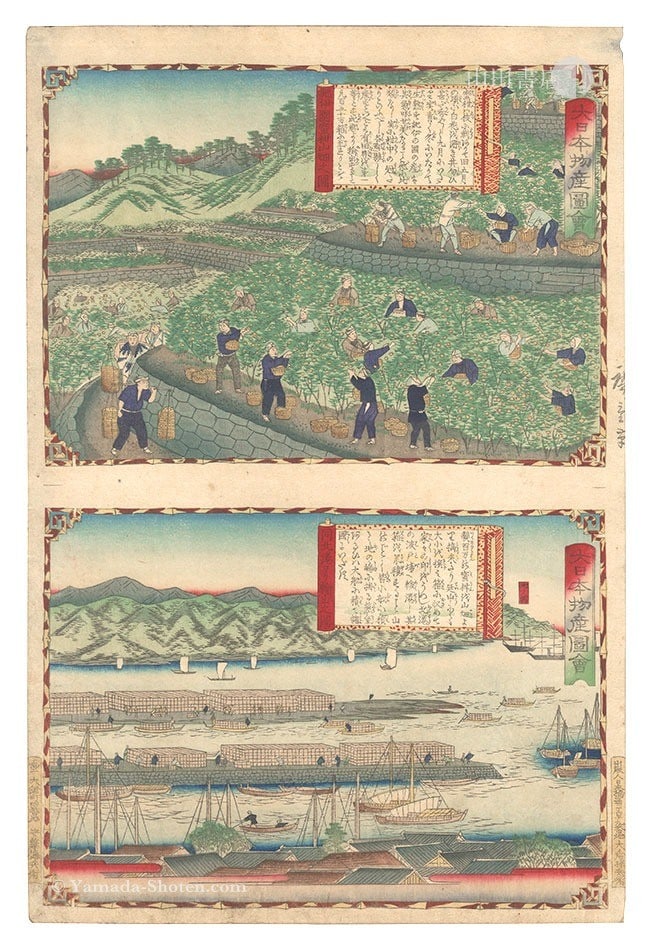 Hiroshige III Woodblock Print 1877 Famous Products Japan Kii Province Mikan: Hiroshige III Woodblock Print 1877 Famous Products Japan Kii Province Mikan Item Specifics: Artist: Hiroshige III Subject: Famous Products of Japan / Agriculture Material: Washi Paper Style: Japanese 