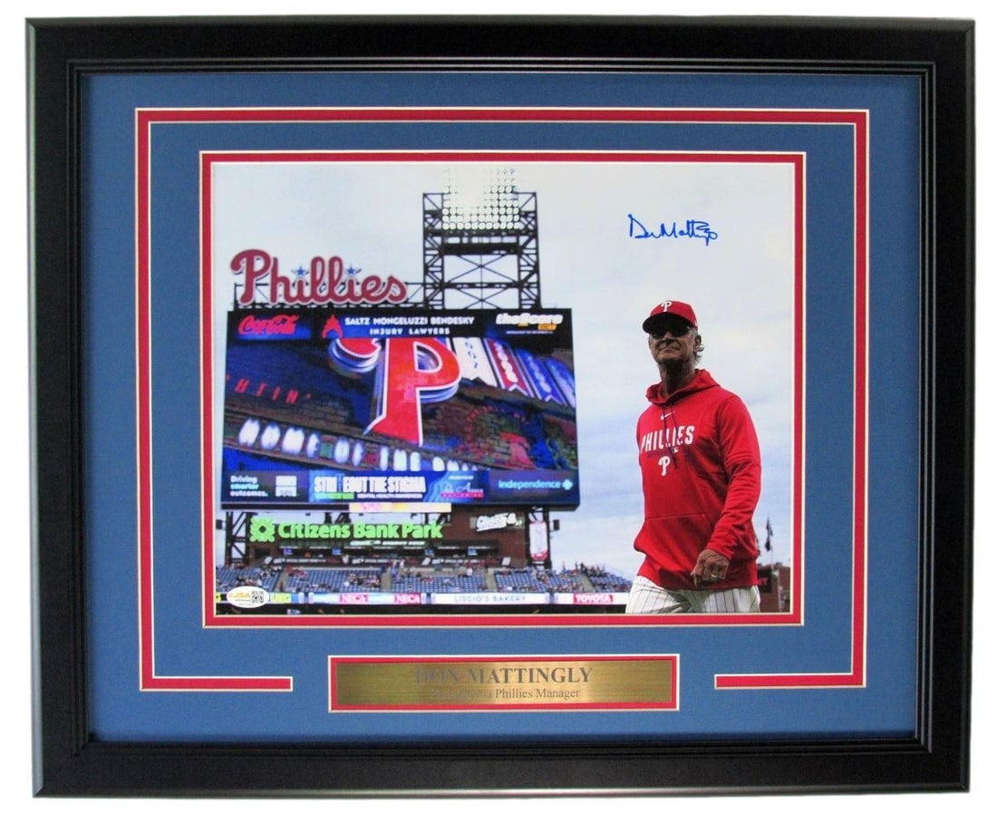 Don Mattingly Signed/ Auto Phillies 11x14 Photo Framed JSA Witness 211022: Don Mattingly Signed/ Auto Phillies 11x14 Photo Framed JSA Witness 211022 Item Specifics: Autograph Authentication: James Spence Authentication (JSA) Original/Reprint: Original Product: Photo Signed: