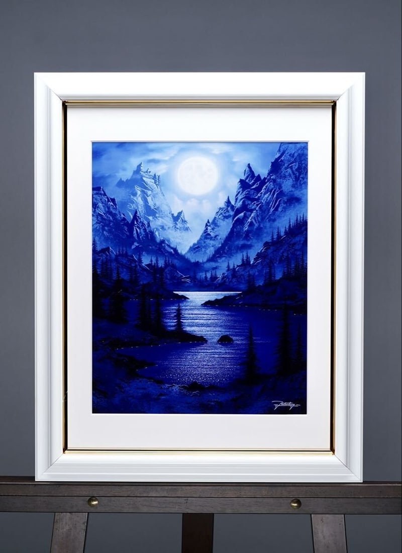 Moonlit Mountain Range Framed Giclee Signed Authentic Jon Rattenbury - 2