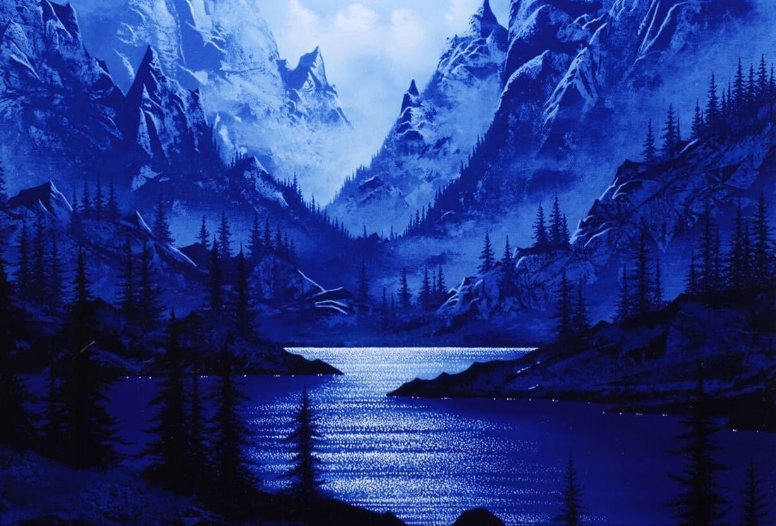 Moonlit Mountain Range Framed Giclee Signed Authentic Jon Rattenbury - 4