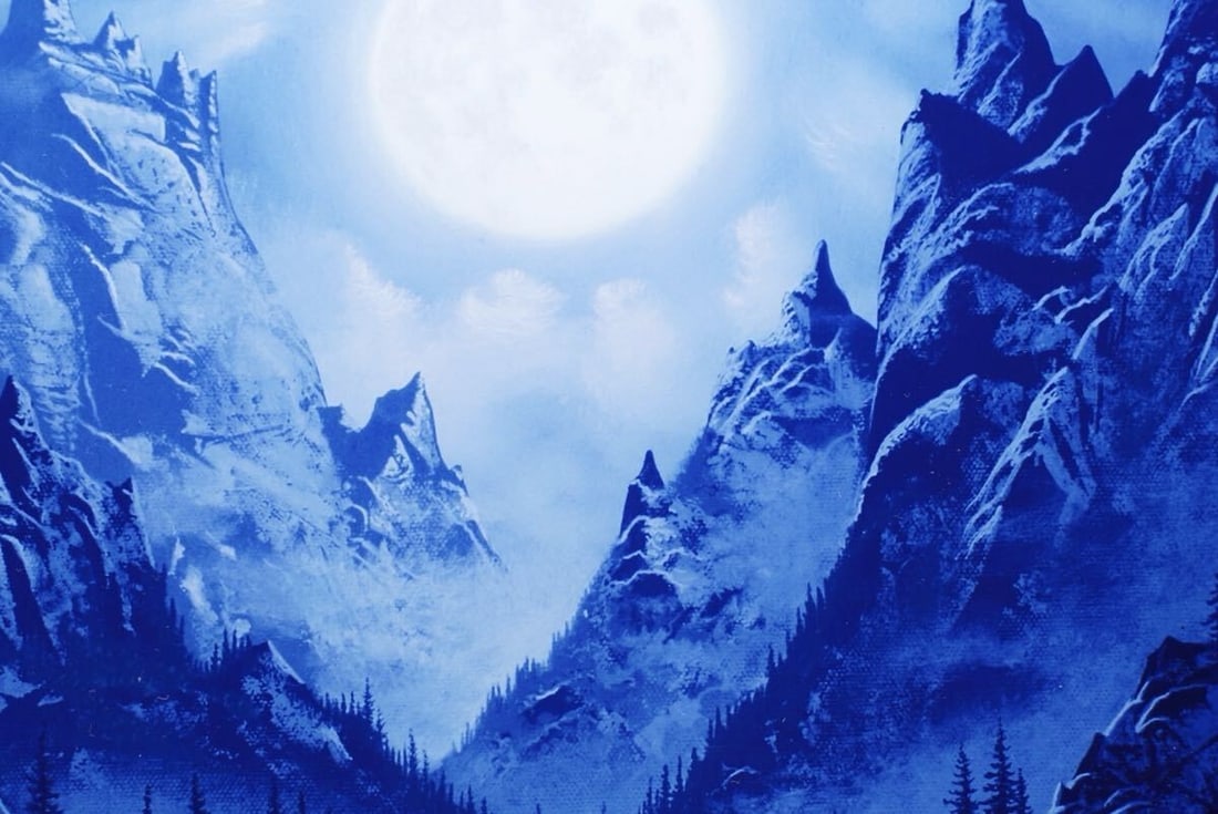 Moonlit Mountain Range Framed Giclee Signed Authentic Jon Rattenbury - 5