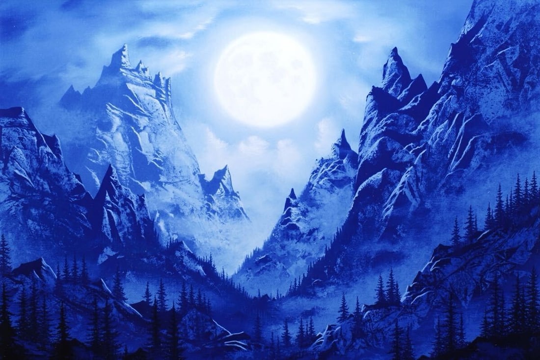 Moonlit Mountain Range Framed Giclee Signed Authentic Jon Rattenbury - 6