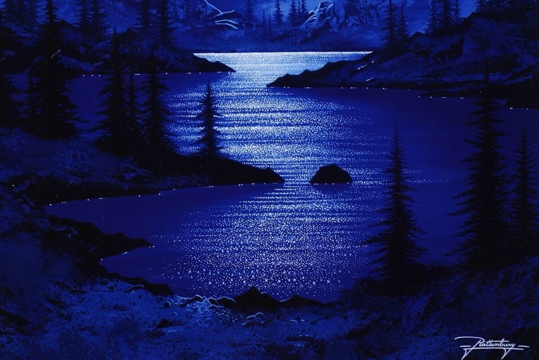 Moonlit Mountain Range Framed Giclee Signed Authentic Jon Rattenbury - 7