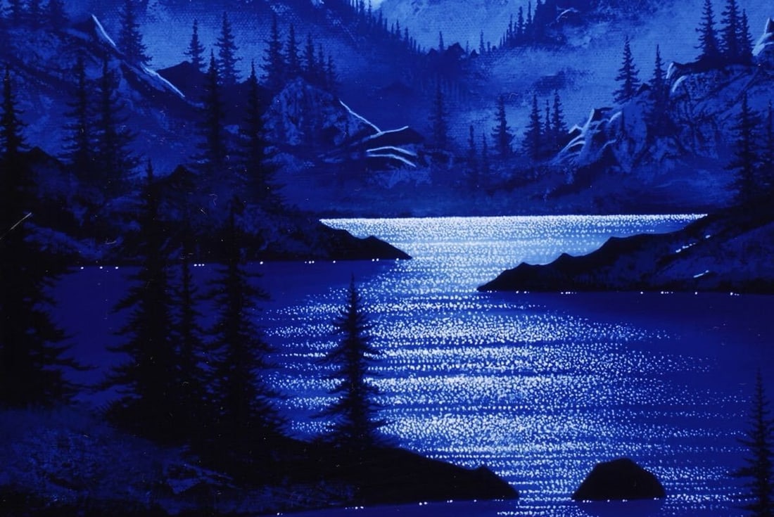 Moonlit Mountain Range Framed Giclee Signed Authentic Jon Rattenbury - 8