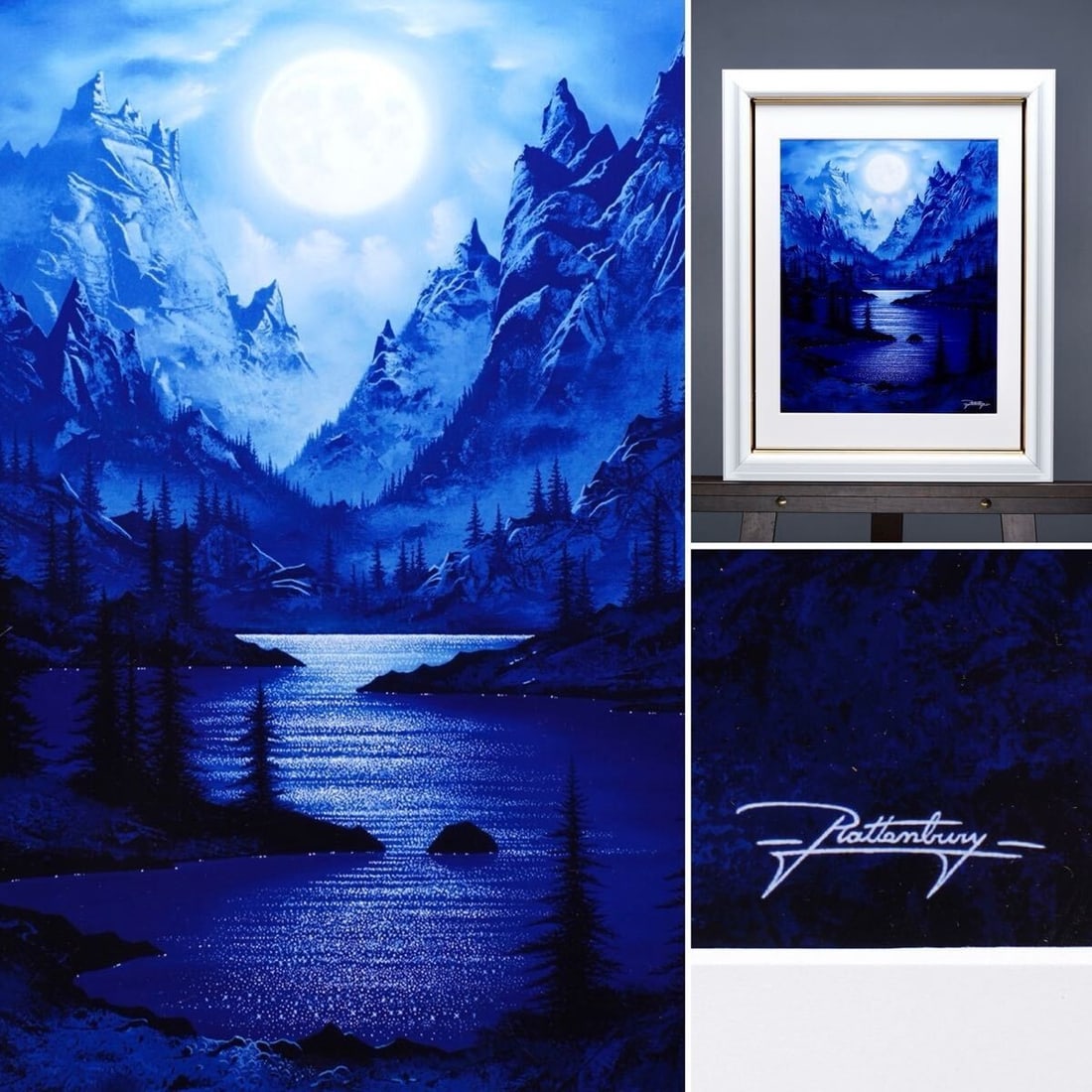 Moonlit Mountain Range Framed Giclee Signed Authentic Jon Rattenbury - 9