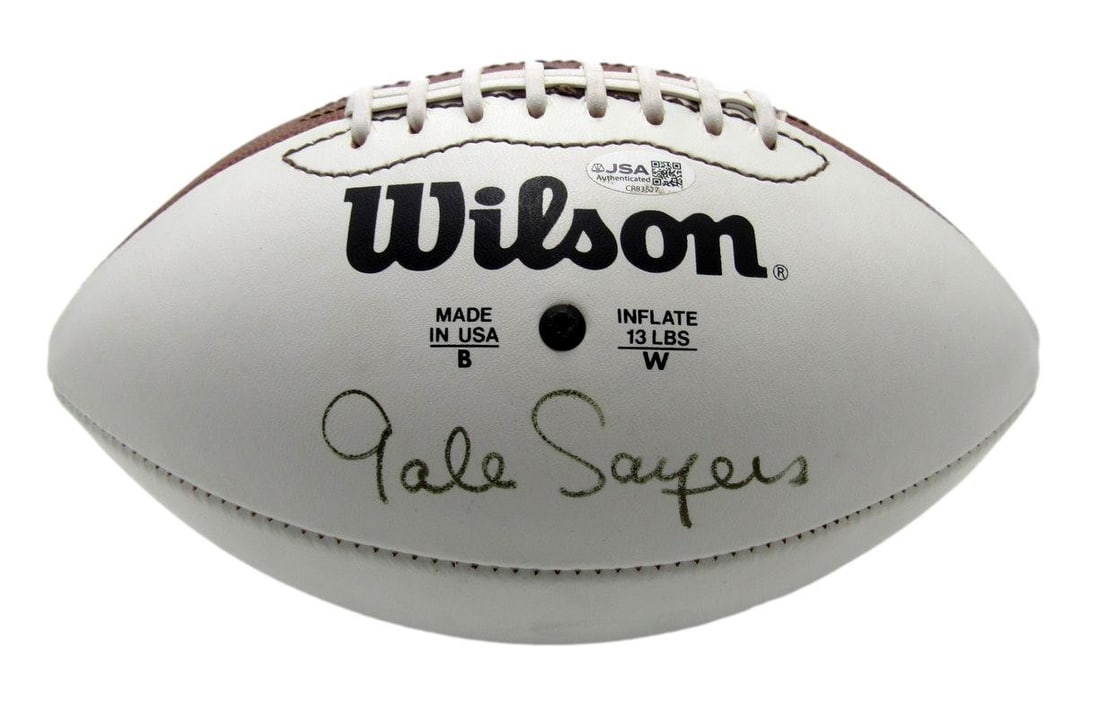Gale Sayers HOF Chicago Bears Signed/ Autographed Wilson NFL Football JSA 212516: Gale Sayers HOF Chicago Bears Signed/ Autographed Wilson NFL Football JSA 212516 Item Specifics: Autograph Authentication: James Spence Authentication (JSA) Original/Reprint: Original Product: Ball Sp