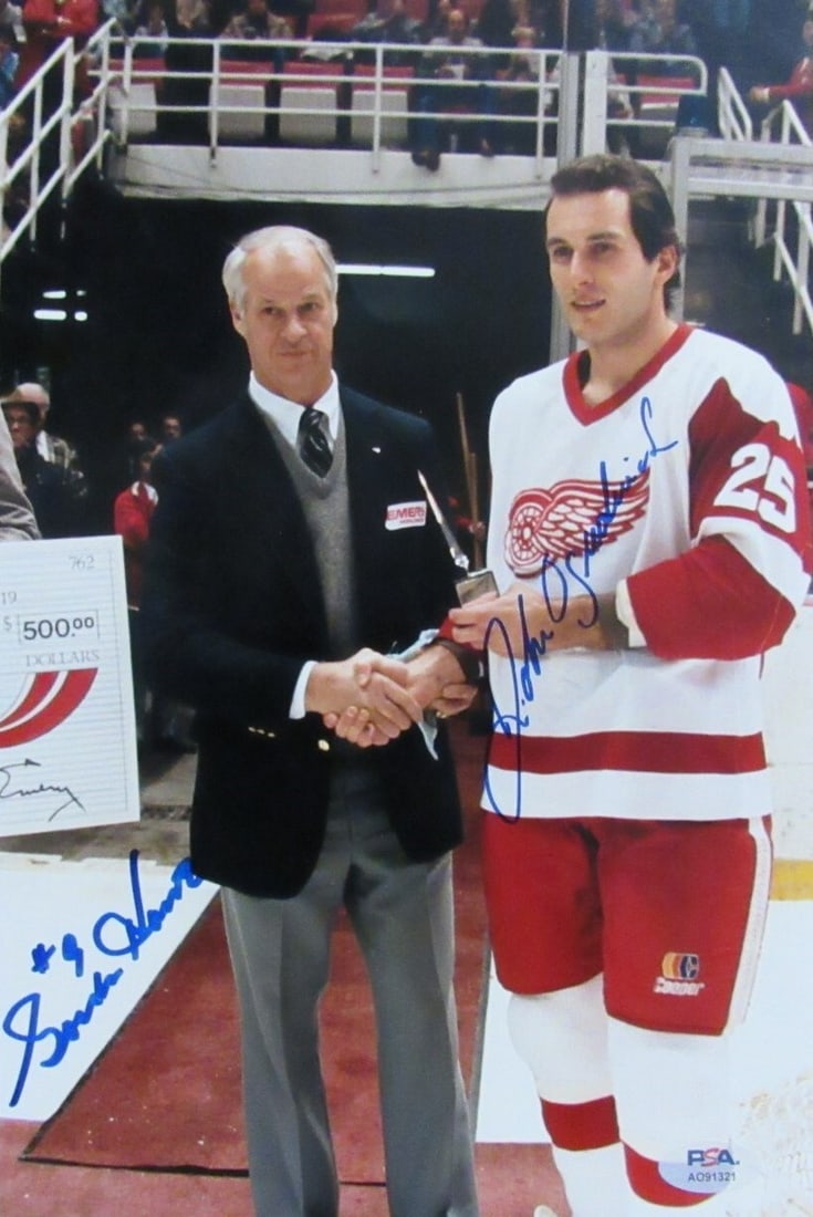 Signed 8x12 Photo Gordie Howe John Ogrodnick Detroit Redwings PSA: Signed 8x12 Photo Gordie Howe John Ogrodnick Detroit Redwings PSA Signed 8x12 Photo Gordie Howe John Ogrodnick Detroit Redwings PSA. This photo features an image of Gordie Howe, a legendary hockey pla