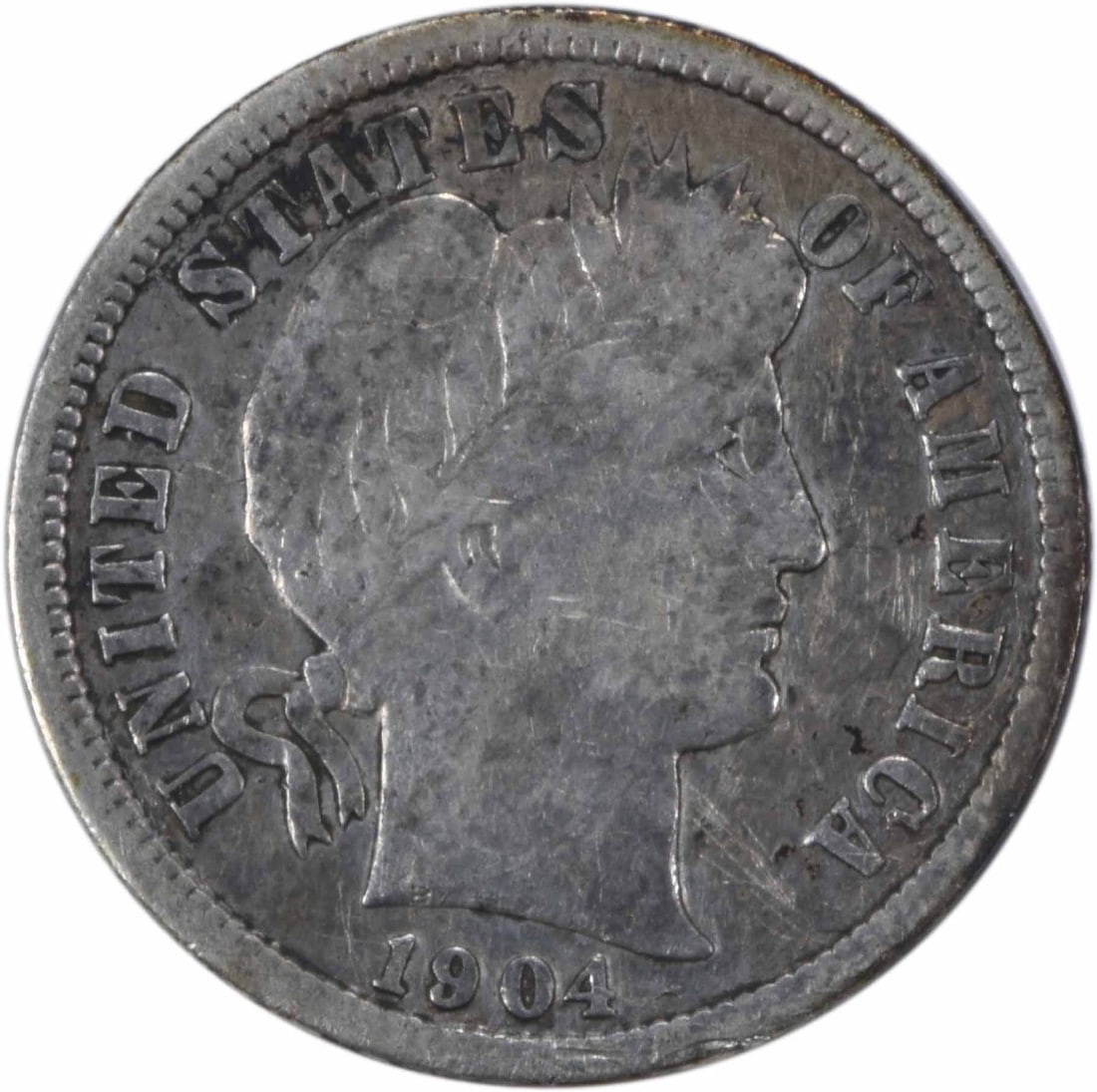 Uncertified 1904-S Barber Silver Dime F: Uncertified 1904-S Barber Silver Dime F The 1904-S Barber Silver Dime F is a circulated coin with a rich history, featuring the iconic Barber design by Charles E. Barber and a reeded edge. With a mint