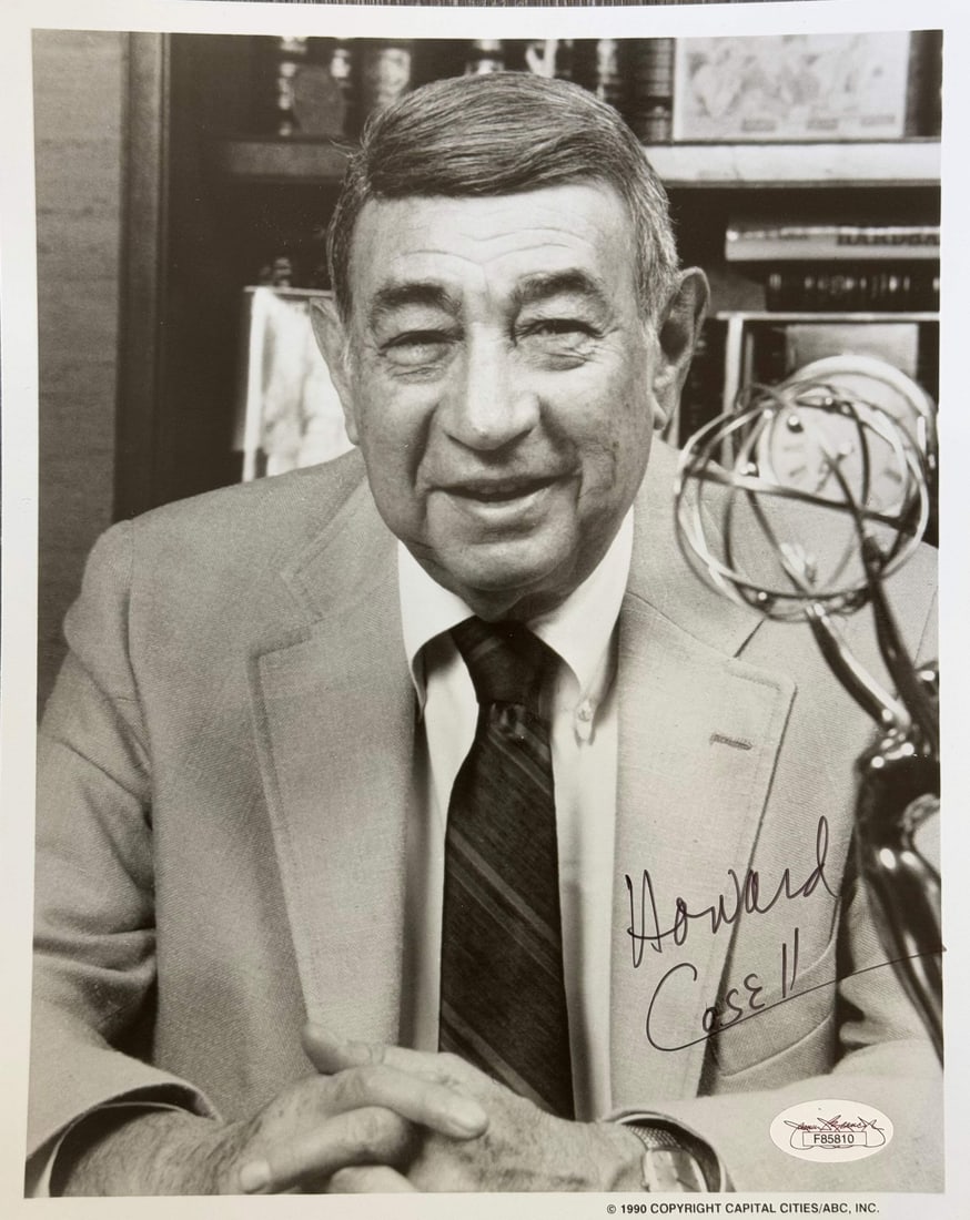 Cossell Howard Autographed Celebrity Photo 8x10 JSA: Cossell Howard Autographed Celebrity Photo 8x10 JSA Authentic 8x10 celebrity photo signed in black sharpie by Howard Cossell, a notable figure in American sports broadcasting. The photo bears a signat
