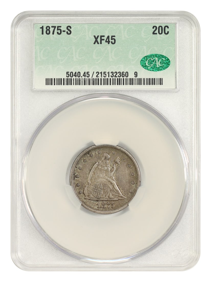 1875-S 20C CACG XF45 - Twenty Cent - Popular Type Coin (1 of 4)