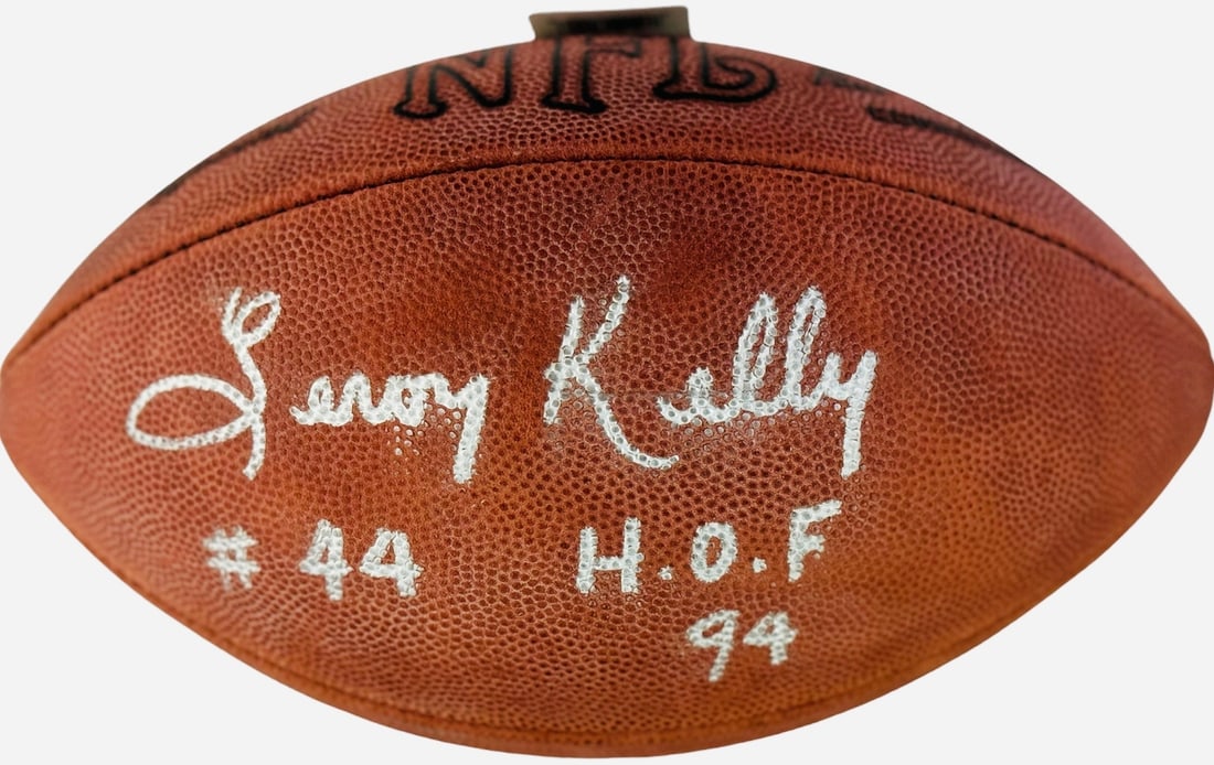 Official Autographed NFL Football By Leroy Kelly: Official Autographed NFL Football By Leroy Kelly Officially signed by NFL legend Leroy Kelly in silver sharpie on an authentic Paul Tagliabue football, this unique football bears the inscription "HOF 