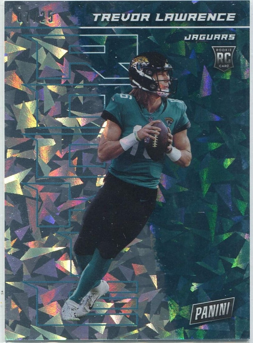 Trevor Lawrence 2021 Panini Player Of The Day 7 25 Cracked Ice Parallel RC #51: Trevor Lawrence 2021 Panini Player Of The Day 7 25 Cracked Ice Parallel RC #51 Trevor Lawrence 2021 Panini Player Of The Day 7 25 Cracked Ice Parallel RC #51 is a rare Cracked Ice Parallel RC card fro