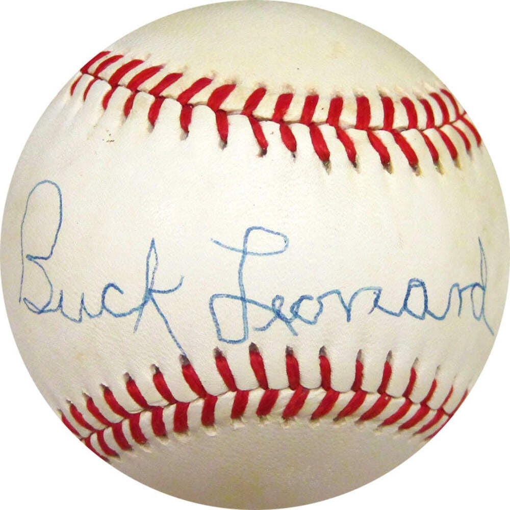 Buck Leonard Autographed Baseball (JSA): Buck Leonard Autographed Baseball (JSA) Item Specifics: Brand: James Spence Authentication (JSA) ? This is a Buck Leonard Autographed Baseball Signed in blue pen across the sweet spot of an Official A