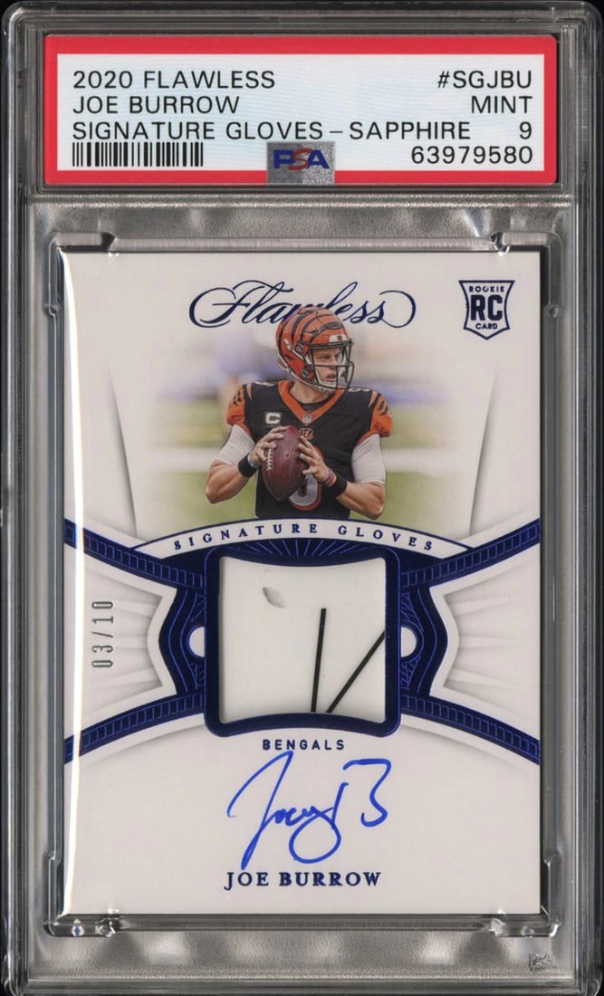 Joe Burrow Autographed 2020 Flawless Signature Gloves Sapphire Rookie Card (PSA) (1 of 2)