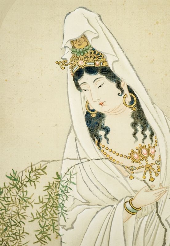 Meiji Bodhisattva Kannon Print Eiko Kobayashi Japanese Willow Woodblock: Meiji Bodhisattva Kannon Print Eiko Kobayashi Japanese Willow Woodblock Item Specifics: Artist: Kobayashi Eiko Subject: Buddhist Iconography / Willow Kannon Material: Ink and color on paper Style: Jap