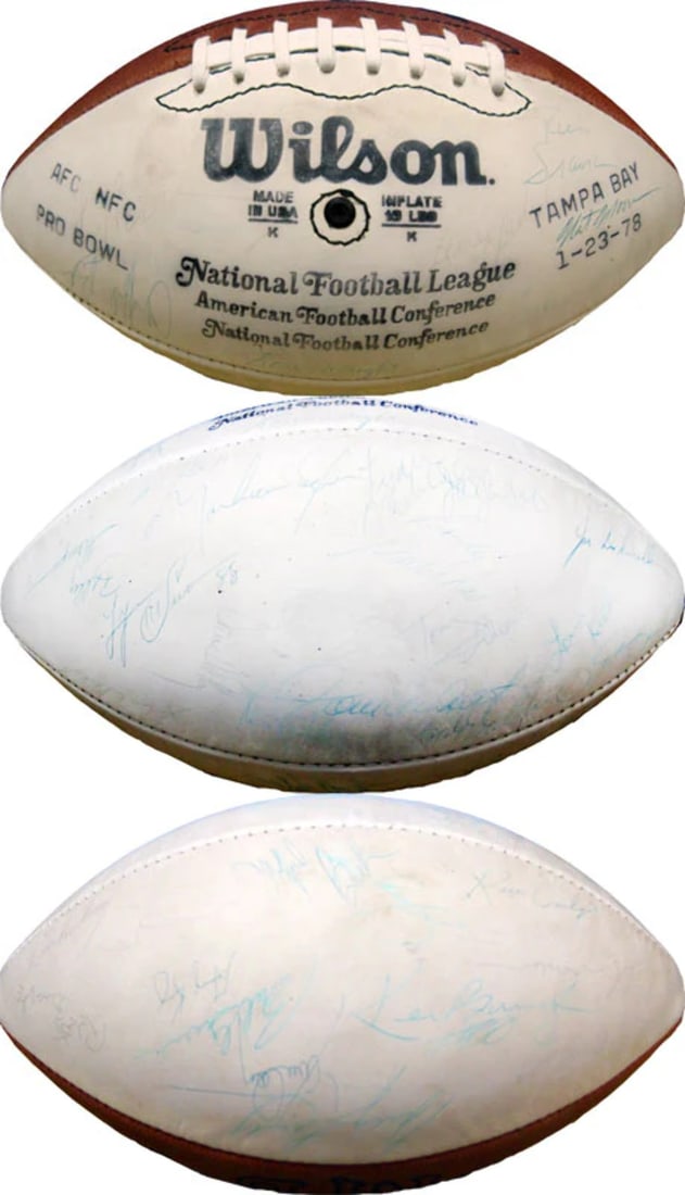 Football Panel White Autographed Pro Bowl 1978: Football Panel White Autographed Pro Bowl 1978 Signed by a Pro Bowl player in 1978, this white panel football is a unique piece of sports memorabilia. Packed and shipped from Dania Beach, Florida,