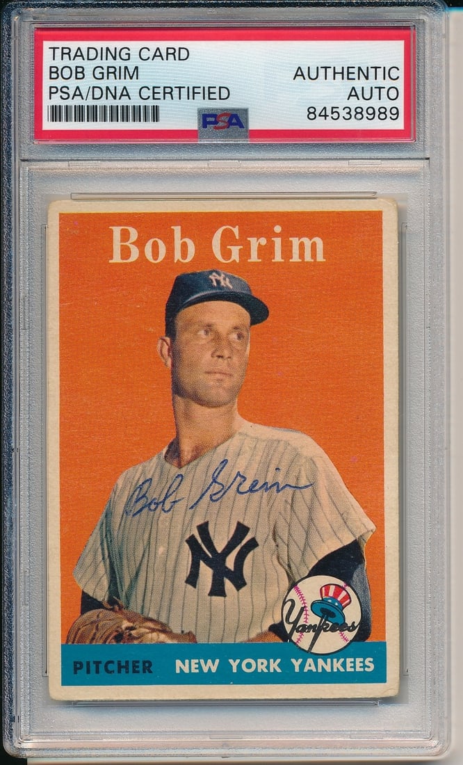 Grim Yankees Signed Card Autographed 1958 TOPPS #224 PSA DNA 166713 (1 of 2)