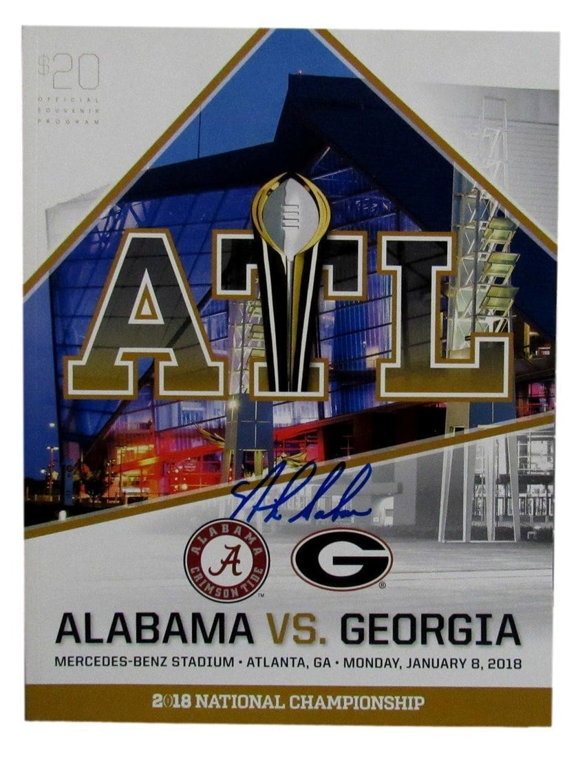 Alabama Signed 2017 National Championship Program Beckett Saban Auto: Alabama Signed 2017 National Championship Program Beckett Saban Auto Bears a signature from the University of Alabama's 2017 National Championship team, this Beckett Saban auto is a unique collectible