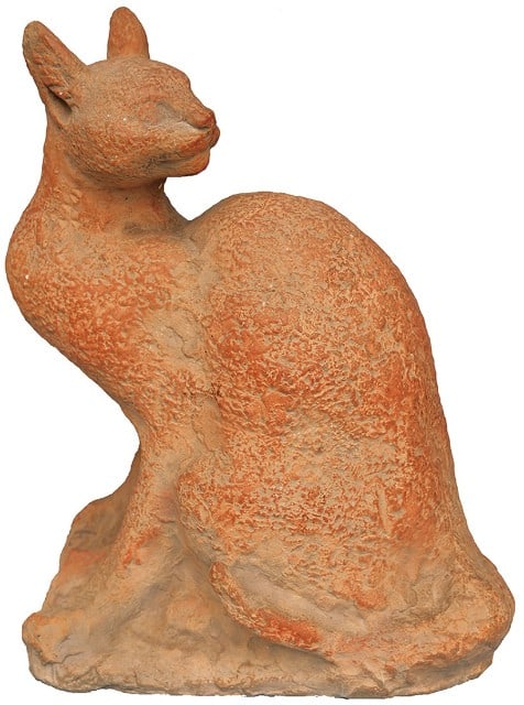 Cat Sculpture Rare Japanese Art Antique Terracotta Modern Yoshi (1 of 3)