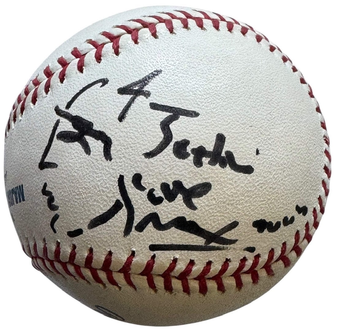 Max Autographed Official Baseball League Peter Major: Max Autographed Official Baseball League Peter Major Authentic Peter Max Autographed Official Major League Baseball. This unique baseball features a bold, blue sharpie signature across the sweet spot 