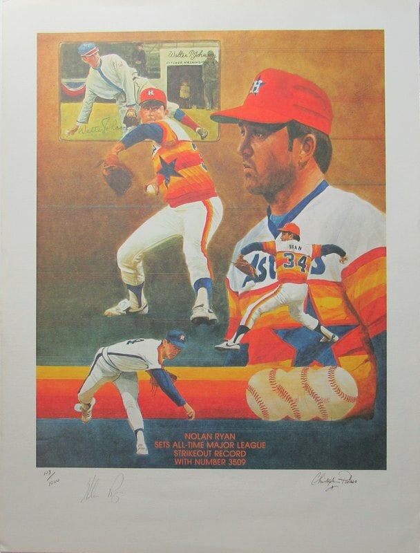 Ryan Nolan Astros Strikeout Paluso Lithograph Signed Record 18x24 JSA 140931 (1 of 4)