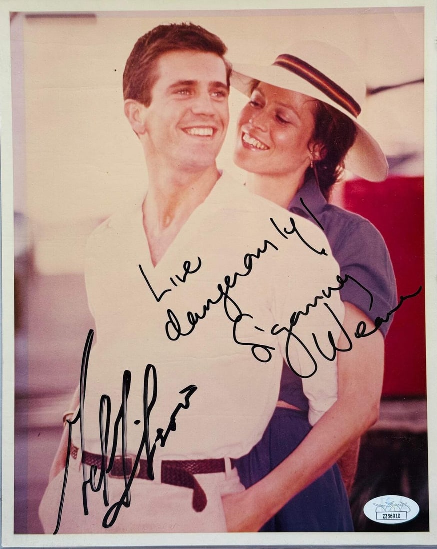 Sigourney Weaver Autographed Photo Mel Gibson Celebrity 8x10: Sigourney Weaver Autographed Photo Mel Gibson Celebrity 8x10 Item Specifics: Brand: James Spence Authentication (JSA) Mel Gibson & Sigourney Weaver Autographed 8x10 Photo Signed in black sharpie acros