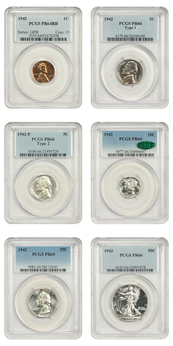 1942 1C-50C Proof Set PCGS PR64-66 (6 Coins) - Proof Sets - Lovely Proof Set (1 of 5)