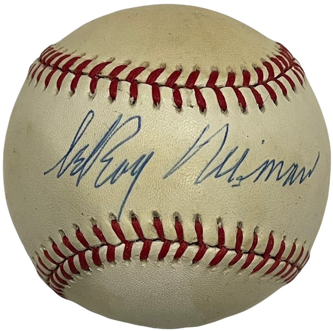 LeRoy Neiman Autographed Official Baseball (JSA): LeRoy Neiman Autographed Official Baseball (JSA) LeRoy Neiman's bold brushstrokes come alive on this Official National League William White Baseball, signed in blue pen on the sweet spot. This unique 