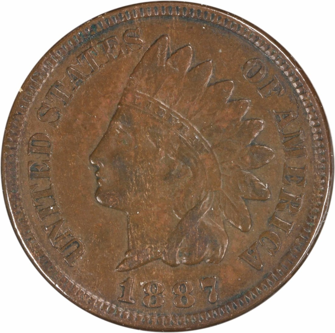 Uncertified AU S 1 DDO Indian Cent 1887 FS 101: Uncertified AU S 1 DDO Indian Cent 1887 FS 101 The 1887 AU S 1 DDO Indian Cent is a circulated specimen from the early days of the United States' first penny coin. This copper cent features a distinct