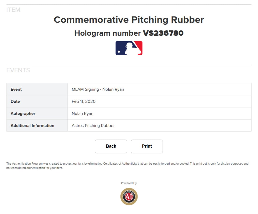 Nolan Ryan Autographed Pitching Rubber (MLB) - 3