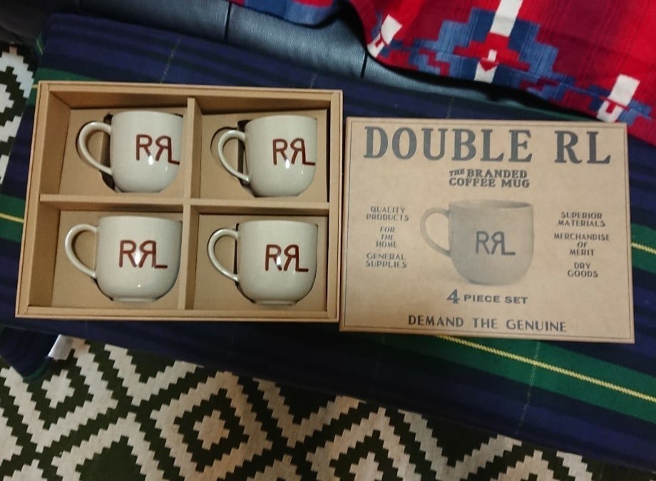 RRL Ralph Lauren Logo Mug set of 4 Cream colored stoneware With signature box (1 of 5)