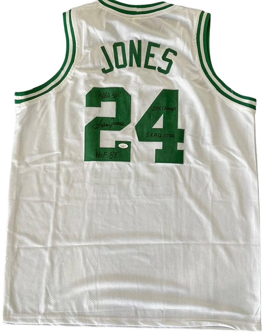 Sam Jones Autographed Boston Celtics Custom XL Jersey (JSA) (1 of 3)