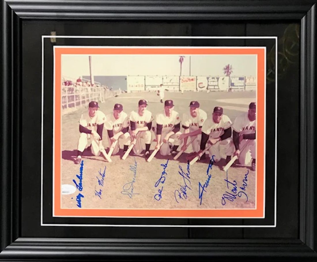 New York Giants Autographed Framed 8x10 Photo w/ Irvin, Mays (JSA) (1 of 1)