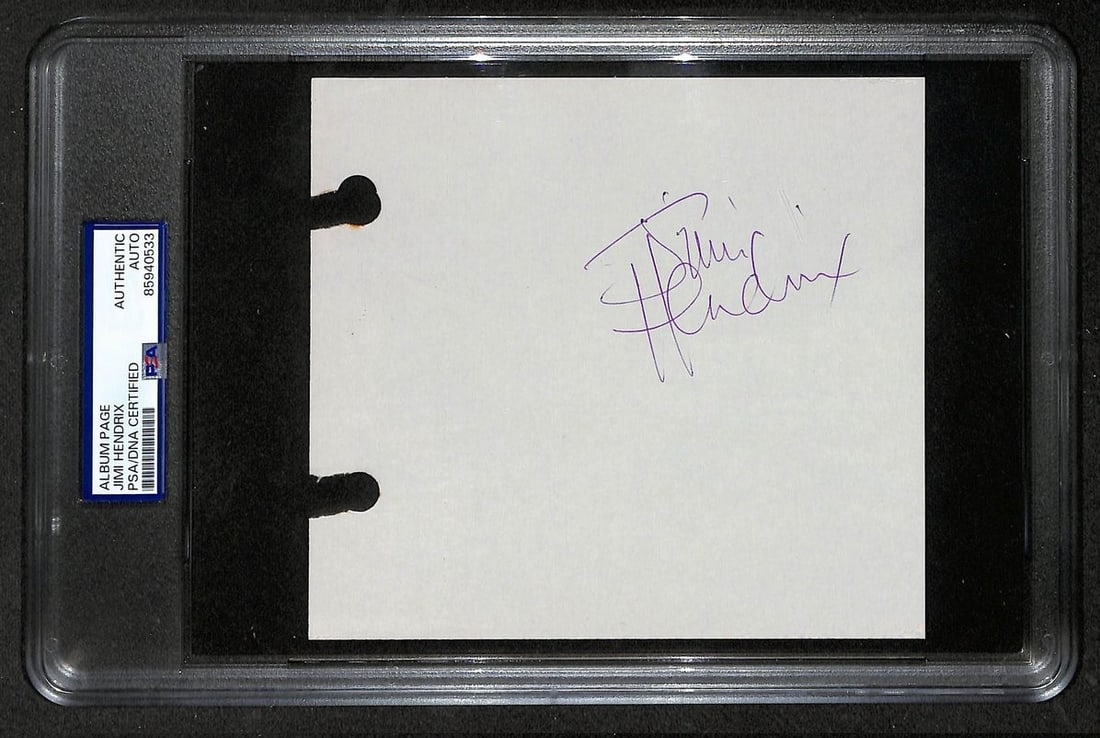 Jimi Hendrix Signed/ Autographed 5x6 Album Page PSA/ DNA JSA Auto Grade 8 212337: Jimi Hendrix Signed/ Autographed 5x6 Album Page PSA/ DNA JSA Auto Grade 8 212337 Item Specifics: Autograph Authentication: Seller Industry: Movies Original/Reproduction: Original Original/Reprint: Ori