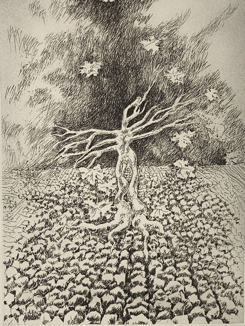 Pericle Fazzini Signed Etching Italian Modernist Tree Composition (1 of 10)