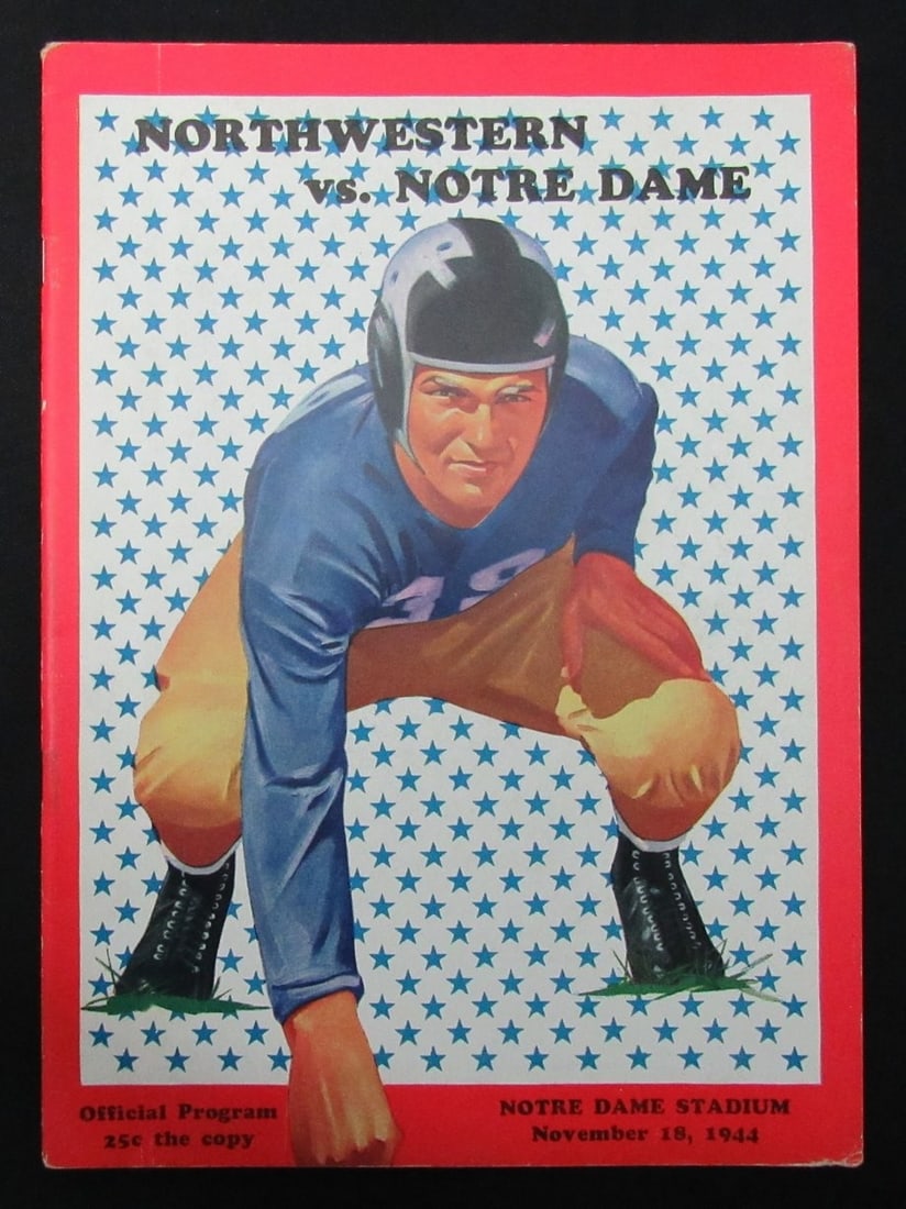 11/ 18/ 1944 Northwestern vs. Notre Dame Program 185936: 11/ 18/ 1944 Northwestern vs. Notre Dame Program 185936 Original 1944 Northwestern vs. Notre Dame football program, a piece of sports history featuring the iconic matchup between two legendary teams, 