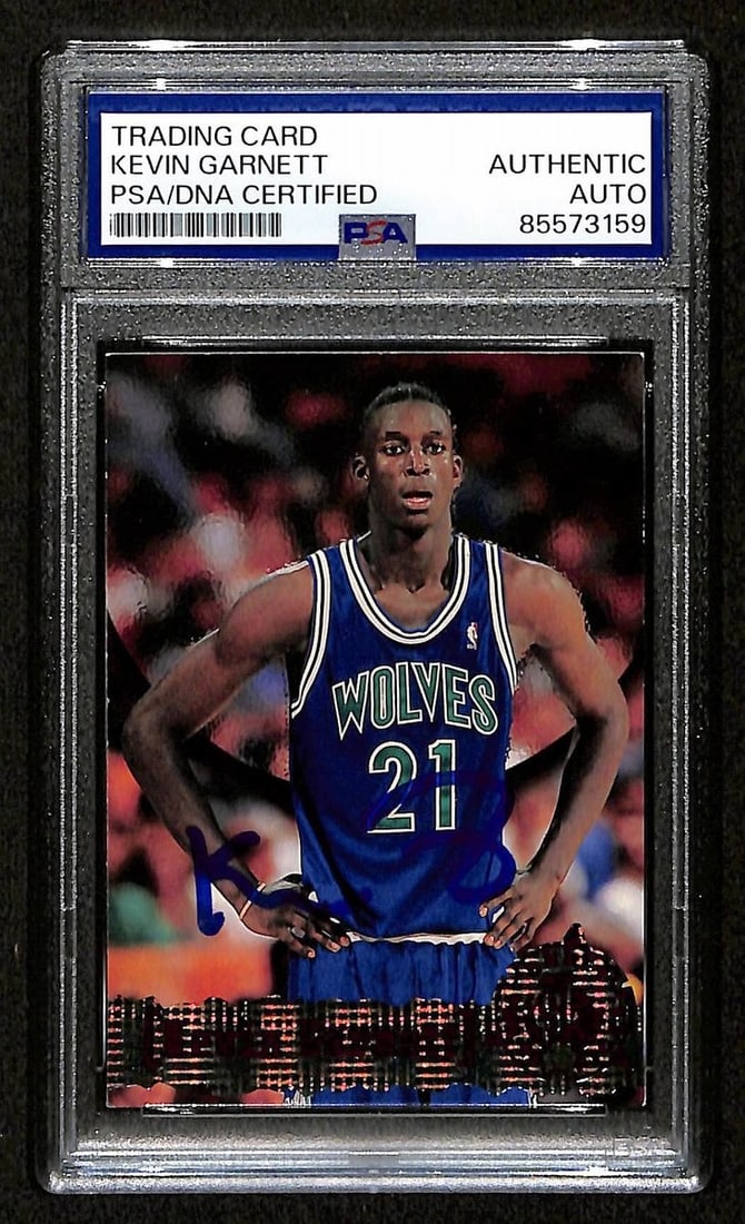 Kevin Garnett HOF Signed Auto On Card 1995-96 TOPPS RC Card #343 PSA DNA (1 of 2)