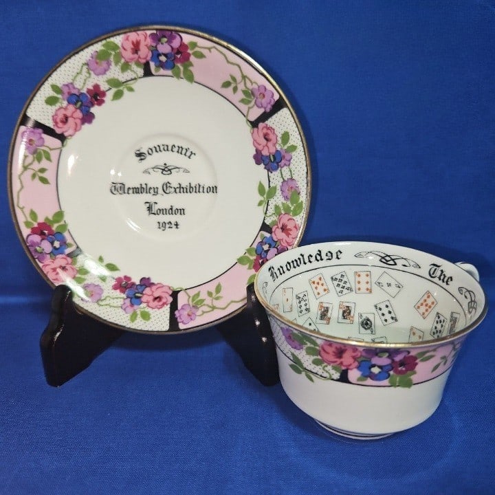 Fortune Telling Tea Cup Saucer Aynsley Collectible Rare Pink Rose Antique 1924 (1 of 18)