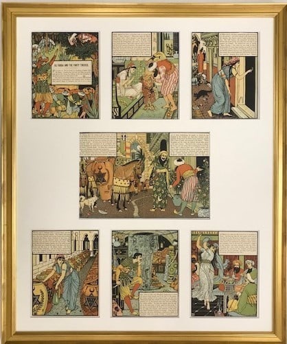 1898 Walter Crane Forty Thieves 7 Chromolithographs Framed (1 of 10)