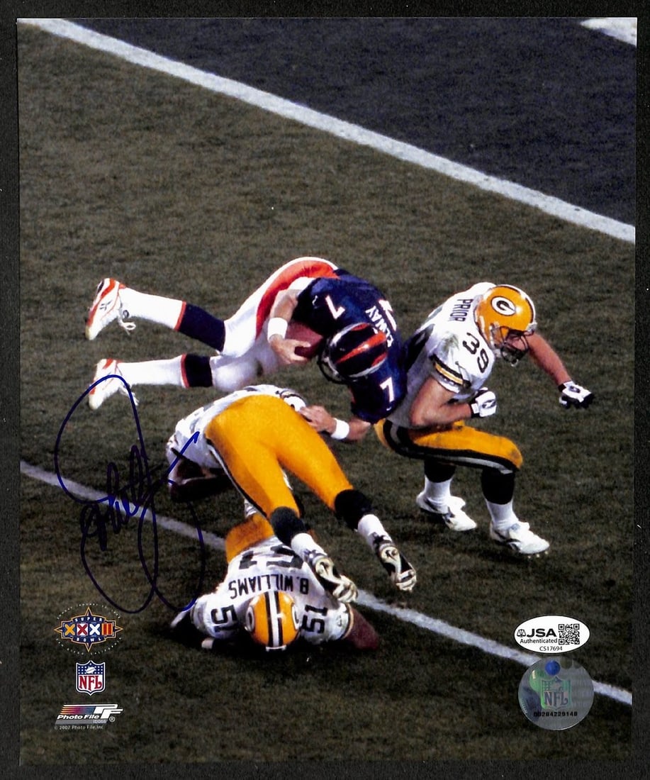 Elway John 8x10 Broncos HOF JSA Signed/ Autographed Photo 212239: Elway John 8x10 Broncos HOF JSA Signed/ Autographed Photo 212239 Signed 8x10 photo of John Elway, a legendary quarterback and Hall of Famer, in his Broncos uniform. The photo bears a JSA (James Spence