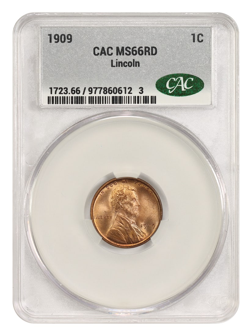 1909 1C Lincoln CACG MS66RD - Lincoln Cent (Wheat Reverse) - First Year of Issue: 1909 1C Lincoln CACG MS66RD - Lincoln Cent (Wheat Reverse) - First Year of Issue 1909 Lincoln Cent in MS66RD condition, a rare and highly sought-after Wheat Reverse design, is a true gem for any coin 