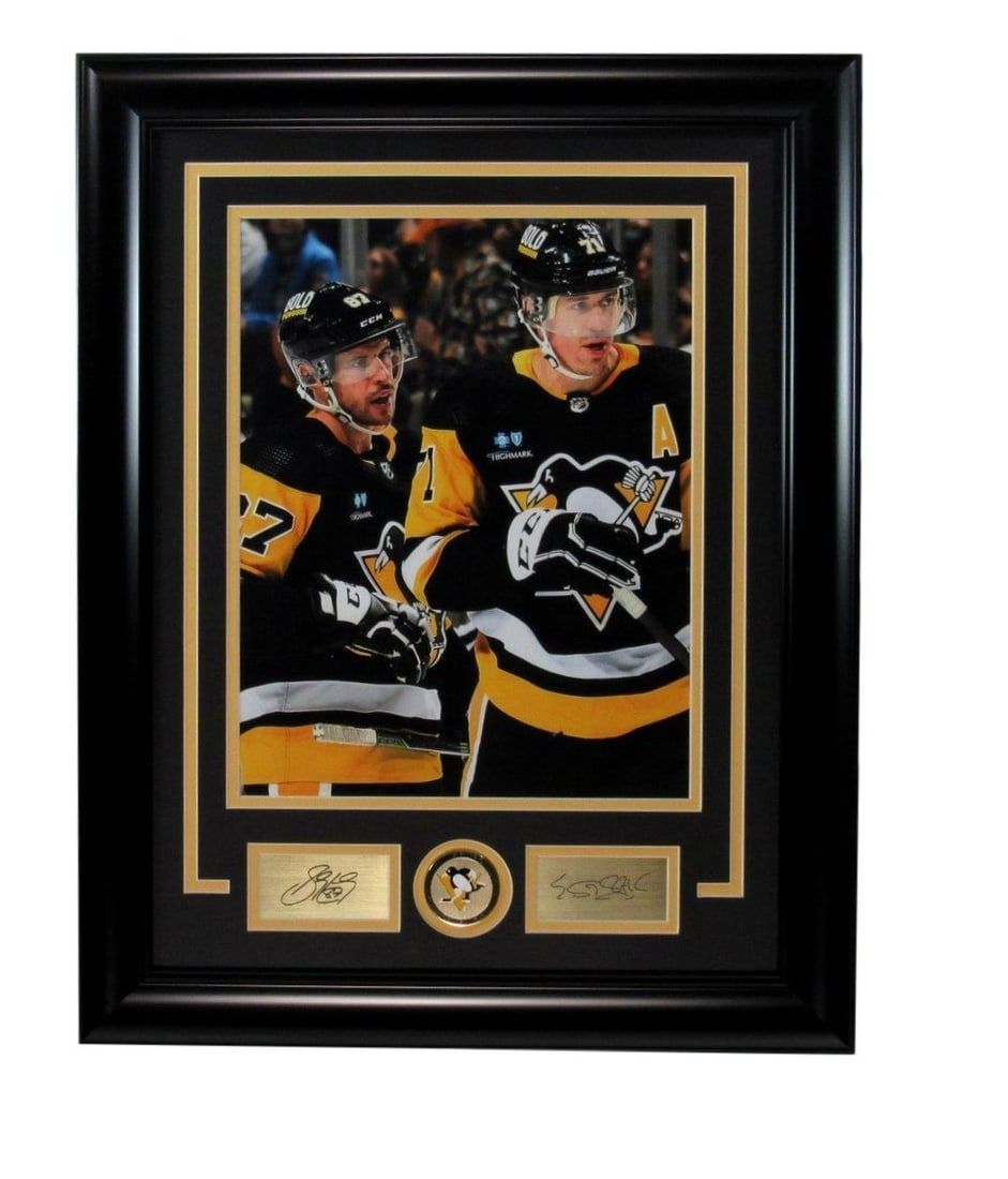 Sidney Crosby/ Evgeni Malkin Penguins Laser Signed 11x14 Photo Framed 194063 (1 of 2)