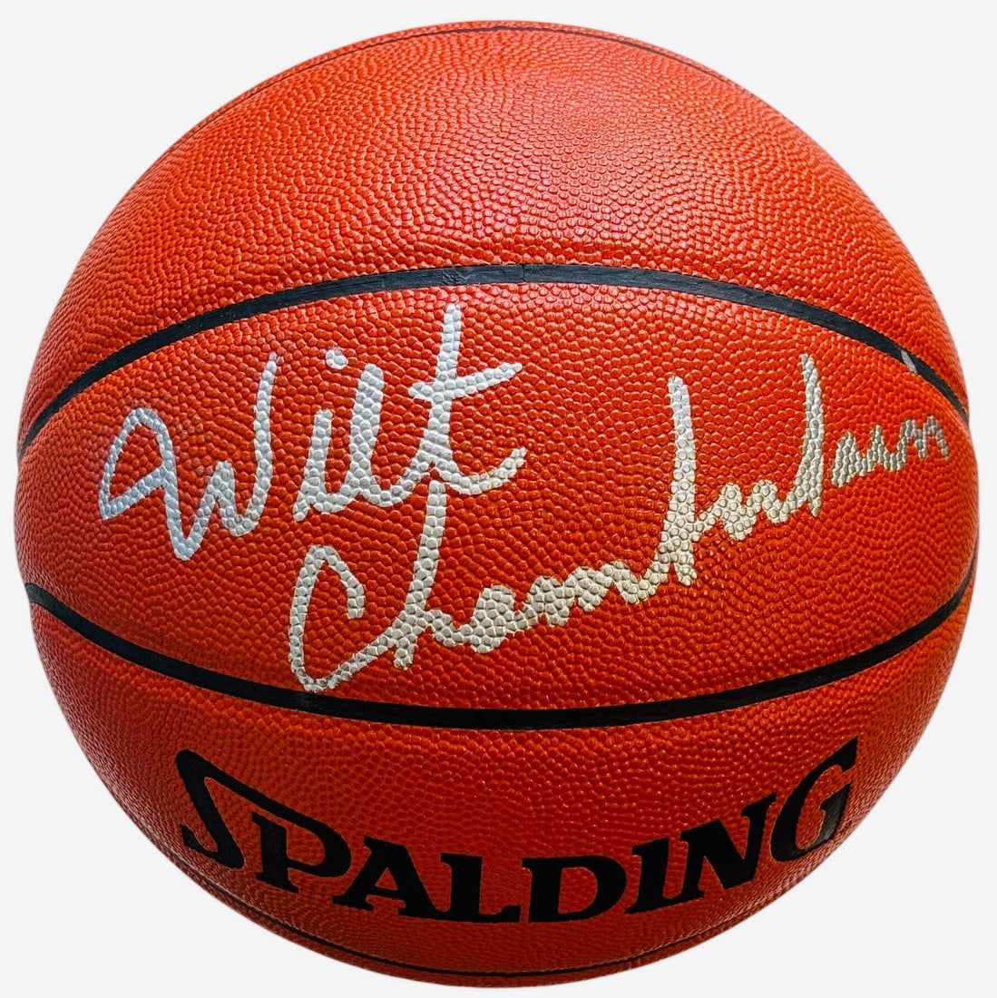 Wilt Chamberlain Autographed Spalding Indoor/ Outdoor Basketball (JSA Autograde 1: Wilt Chamberlain Autographed Spalding Indoor/ Outdoor Basketball (JSA Autograde 1 Signed by Wilt Chamberlain in silver sharpie, this Spalding Indoor/Outdoor Basketball bears the JSA Autograde 1 mark, 