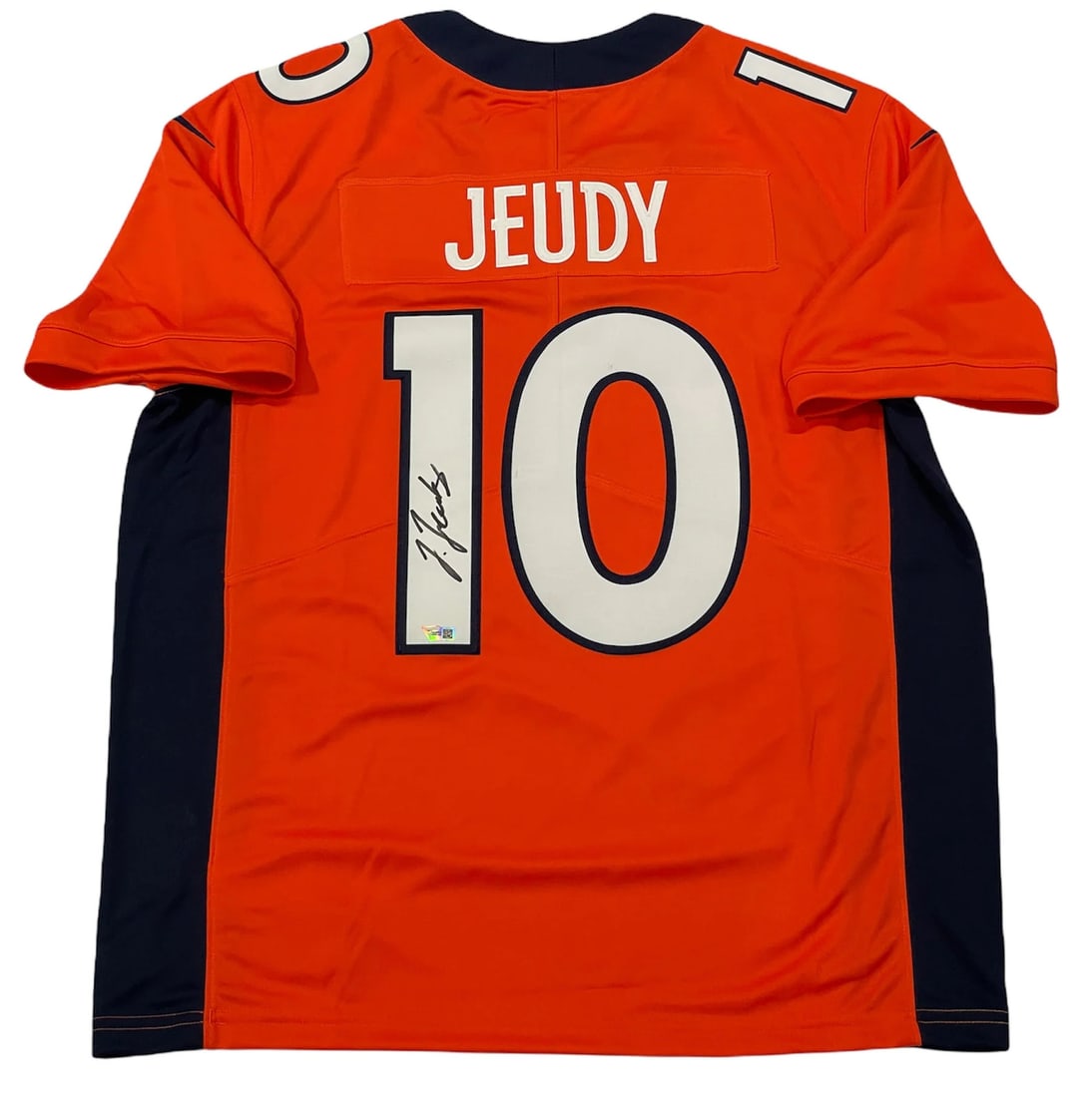 Jerry Jeudy Autographed Denver Broncos Authentic Jersey (Fanatics): Jerry Jeudy Autographed Denver Broncos Authentic Jersey (Fanatics) Authentic Jerry Jeudy Autographed Denver Broncos Authentic Jersey. Inscribed with "HOF 95" and signed in black sharpie across the jer
