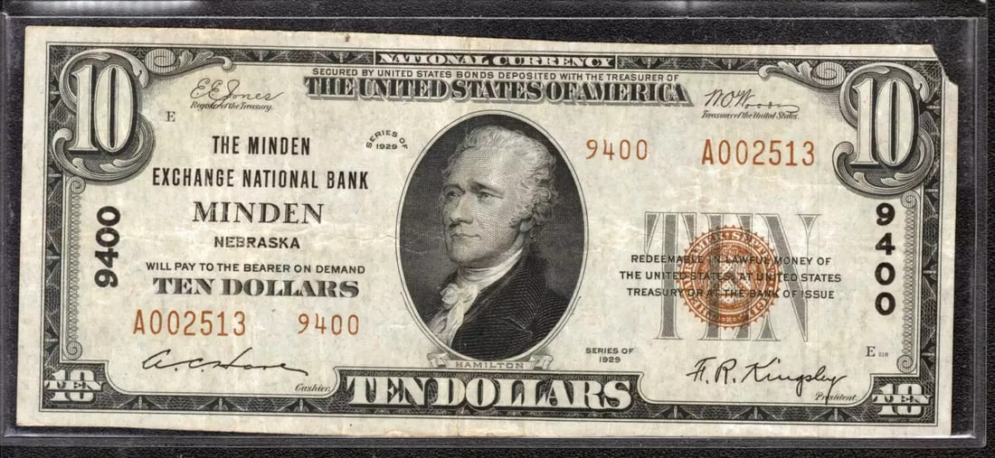 MINDEN NEBRASKA CURRENCY MINDEN EXCHANGE BANKNOTE 1929 NATIONAL (1 of 2)