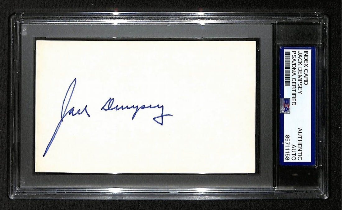 Jack Dempsey Signed/ Autographed 3x5 Index Card Boxing PSA/ DNA BA204180: Jack Dempsey Signed/ Autographed 3x5 Index Card Boxing PSA/ DNA BA204180 Item Specifics: Etsyreadinessstateid: 1464478721765 Product: Photo Productname: Jack Dempsey Signed/Autographed 3x5 Index Card 