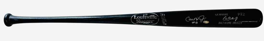 Cal Ripken Jr Autographed Louisville Slugger Game Model Bat P72 (Ironclad): Cal Ripken Jr Autographed Louisville Slugger Game Model Bat P72 (Ironclad) The Cal Ripken Jr Autographed Louisville Slugger Game Model Bat P72 (Ironclad) features a silver sharpie signature across the