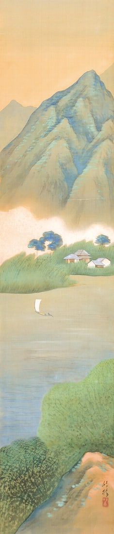 Ono Chikkyo Japanese Woodblock Print Summer by the Riverside Landscape Art (1 of 3)
